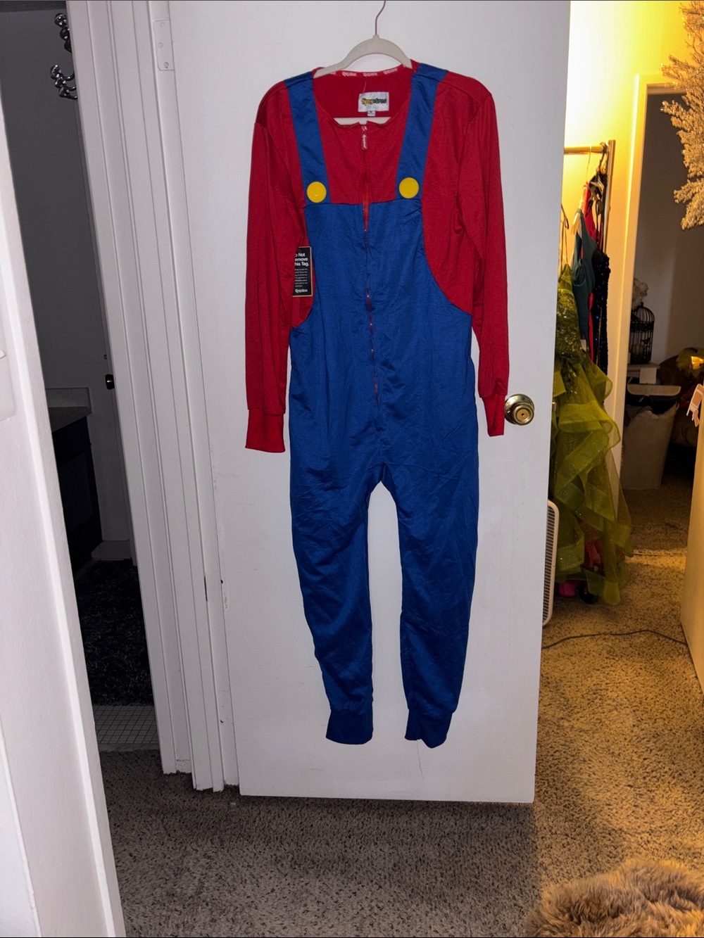 Tipsy Elves Blue Overall Costume with Red Top